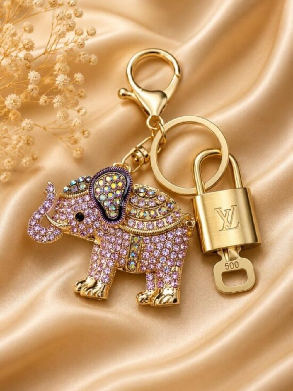 LV Gold Padlock & Key 🔒 Authentic Louis Vuitton Bag Unbranded Elephant Charm